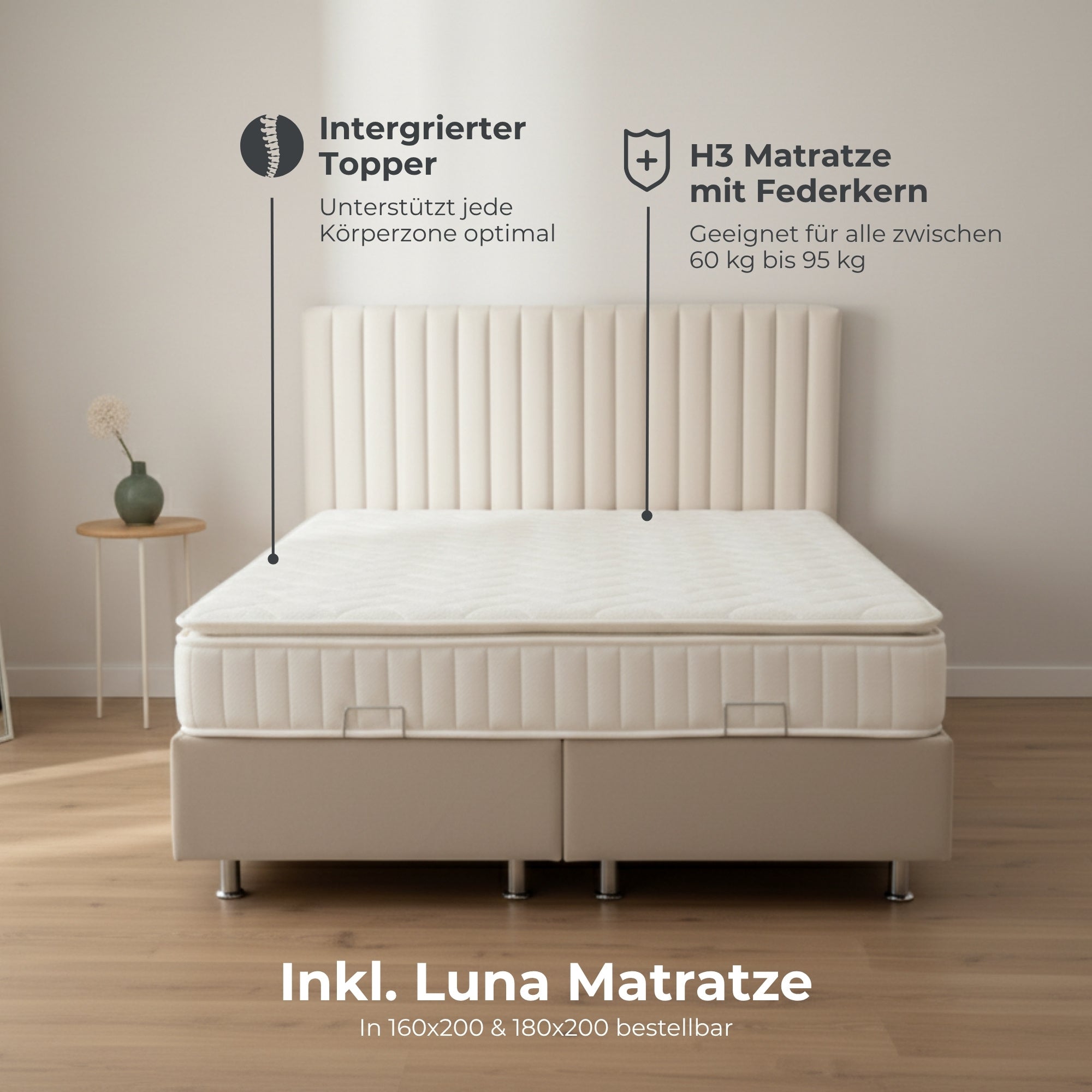 Komplettes Bett LUNA (inkl. Luna Matratze)