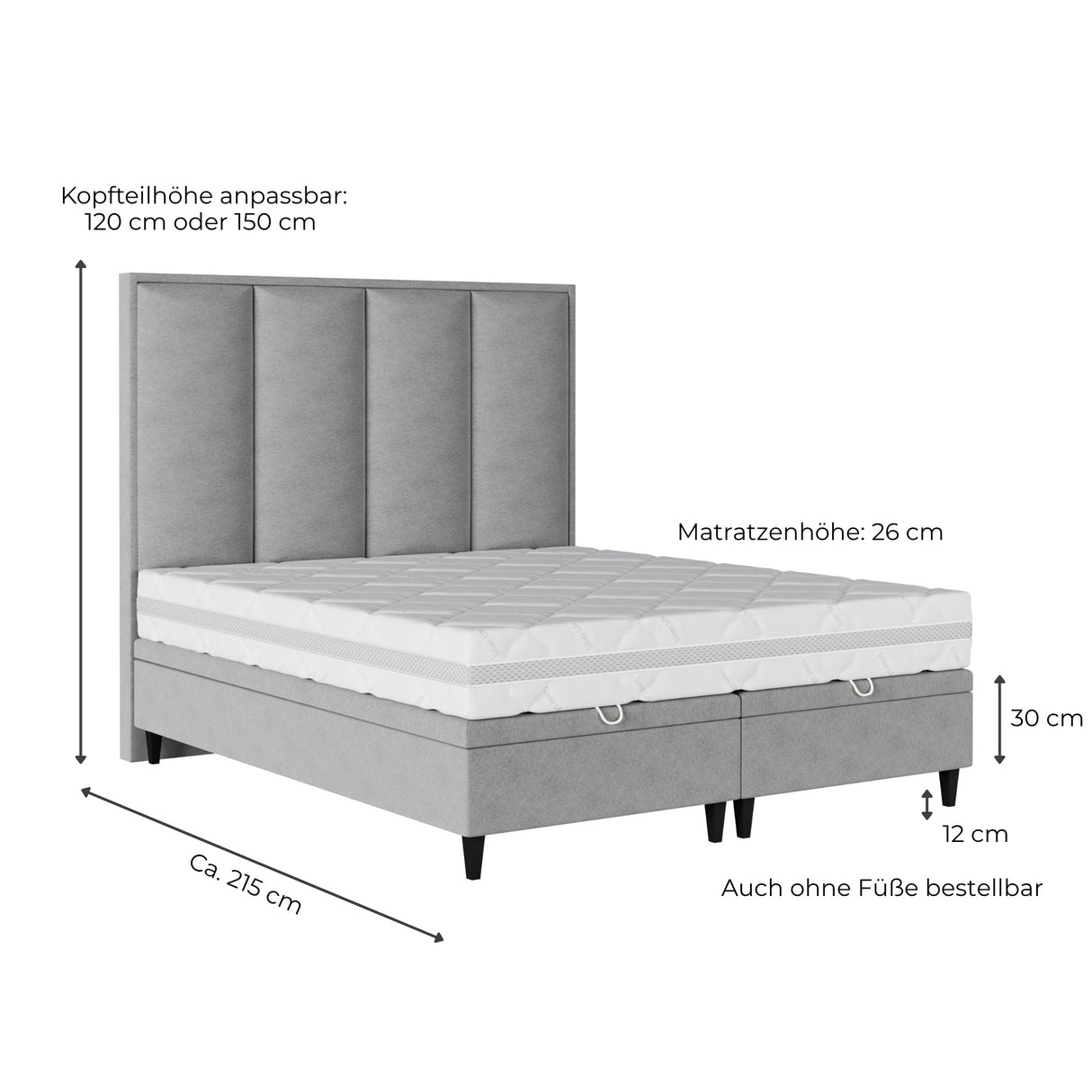 Komplettes Bett PIANO (inkl. Cloudy Matratze)